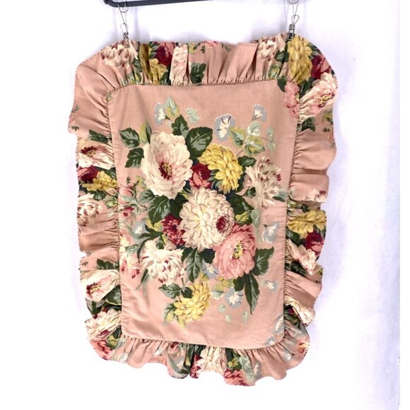 2 Vintage RALPH LAUREN Cynthia Standard Pillow Shams Pink Floral Ruffled Set USA - Picture 6 of 10